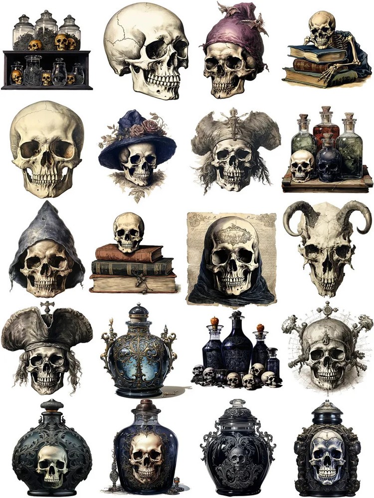 Skulls Potion Bottles Stickers Stationery Journal Scrapbooking Craft