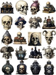 Skulls Potion Bottles Stickers Stationery Journal Scrapbooking Craft