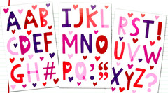 ❤️Large HEART & ALPHABET STICKERS 2″ Letters LOVE VALENTINES Day red pink purple