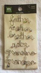 NEW Making Memories Wire Words – Family – 6 Pieces Father Mother Brother Sister