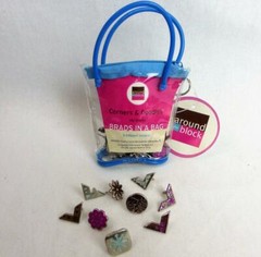 Corners & Doodles Brads in Bag 42 Pieces 9 Designs Hearts Snowflakes Flowers New