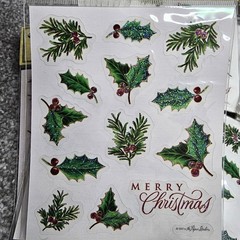Paper Studio Stickers STICKABILITIES Christmas Holly Glitter Lot Of 28 Pks 26 Pc