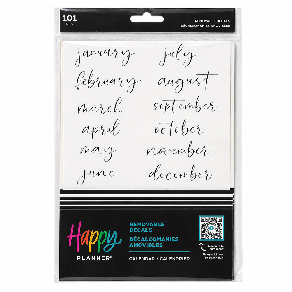 Happy Planner 101 Removable Calendar Decals Calligraphy Stickers Months Holidays