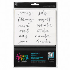 Happy Planner 101 Removable Calendar Decals Calligraphy Stickers Months Holidays