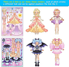18 Princess Dress-Up Stickers for Kids Party Favors and Art Craft (Green)