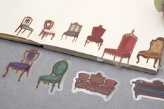40pcs vintage stuff PET stickers | Pendulum wall clock Vintage stuff furniture