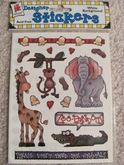 NEW DESIGNER STICKERS ZOO ANIMALS SCRAPBOOK STICKERS GIRAFFE ELEPHANT MONKEY