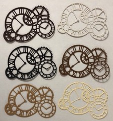 CLOCK GEARS Die-Cuts(6pc)Steampunk •Cogs•Sprocket•Earthtone•Machine •Antique