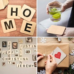 50 Pcs Unfinished Wood Pieces, Natural Blank 4 X 4 Inch Wood Squares, Wooden …