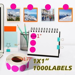 Fluorescent Pink Round Dot Stickers, 1 Inch Permanent Adhesive Labels, 1000 Pack