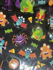 Rare Vintage 50 Stickers Collectible Halloween Glitter Monsters Candy Creatures