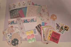 Floral Scrapbooking Mixed Lot Embellishments, Tags, Buttons, Twine