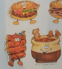 Vintage 80s Scratch & Sniff stickers Hallmark Junk Fast Food stick ons faces