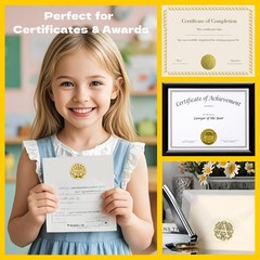 Foil Certificate Stickers (250 Gold + 50 Multicolor), 2 inch Round Embossing …