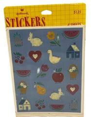 Vintage Hallmark Stickers Country Theme Heart Bunny Barn Goose 4 Sheets New