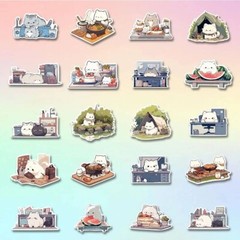 54PCS Cute Cats Kittens Cartoon Aesthetic Decal Scrapbook Phone Laptop Stickers