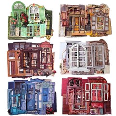 60pcs Vintage Textured Cardstock Window Frame Stickers for Scrapbooking & Journa