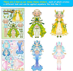 18 Princess Dress-Up Stickers for Kids Party Favors and Art Craft (Green)