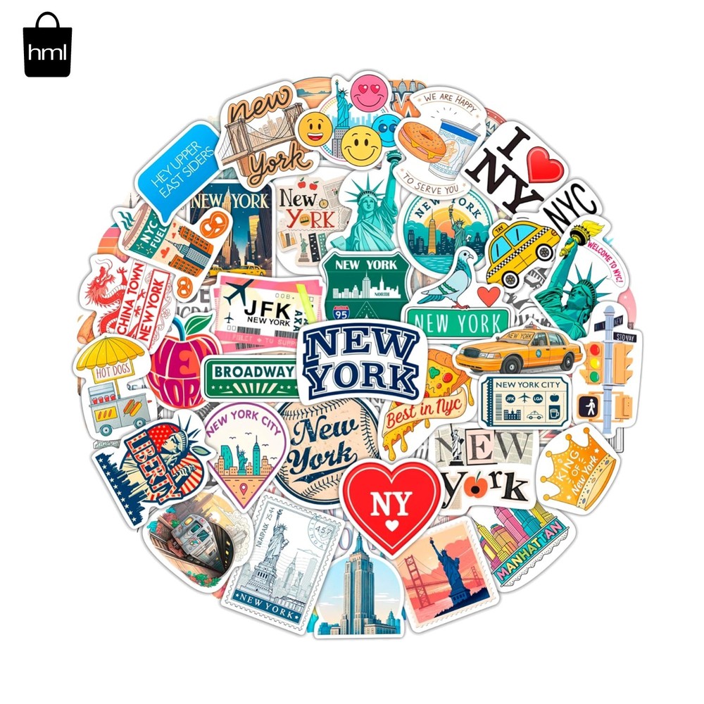 New York Themed Stickers – 100 Pcs Waterproof Vinyl for Endless Creativity