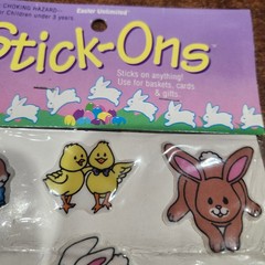 12 Vtg Stick-Ons Easter Unlimited Puffy Easter Bunny Eggs Chicks Stickers NOS