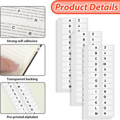 A-Z Letters Tabs Sticky Alphabet Tabs Self Adhesive Page Tabs Indexes for Books
