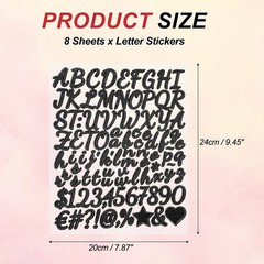 768Pcs 1″ Glitter Letter Stickers, 8Sheets Number Stickers, Black