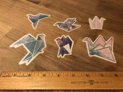 NEW Japanese ORIGAMI SWAN stickers paper craft art for planner, journal, letters
