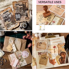 400PCS Scrapbook Supplies Kit Junk Journal Supplies Vintage Scrapbook Paper Deco