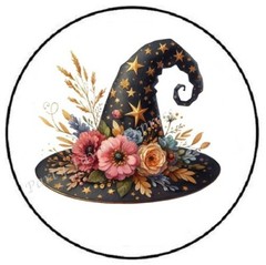 FLORAL WITCH HAT HALLOWEEN ENVELOPE SEALS LABELS STICKERS PARTY FAVORS