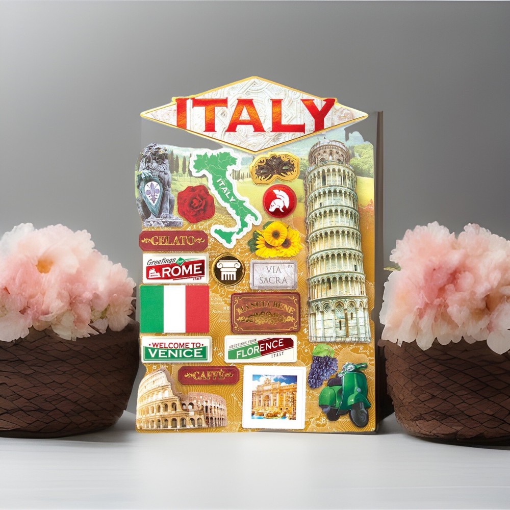 Italy Pisa Vacation 3D Stickers Scrapbook Planner Travel Journal Crafts