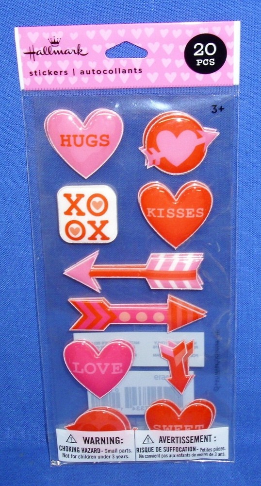 Hallmark Valentine’s Day Puffy Stickers Hearts Arrows Hugs Love Free Ship @ $15
