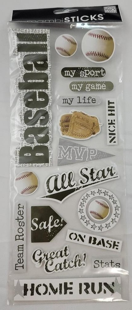 MambiSticks Scrapbook Stickers Baseball 19 Pc New All Star Home Run