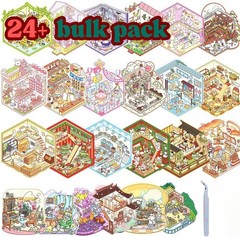 24 Scenes – DIY 3D Sticker Scene Kit, 3 Scene Sizes (S,M,L) With Tweezers