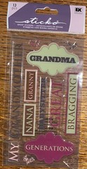 Sticko GRANDMA Epoxy Grandmother Nana Babysitter Great Granny Scrapbook Stickers