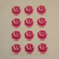 Vintage CTP 1977 Scratch & Sniff Stickers BUBBLE GUM «Super!» ’77 Sheet
