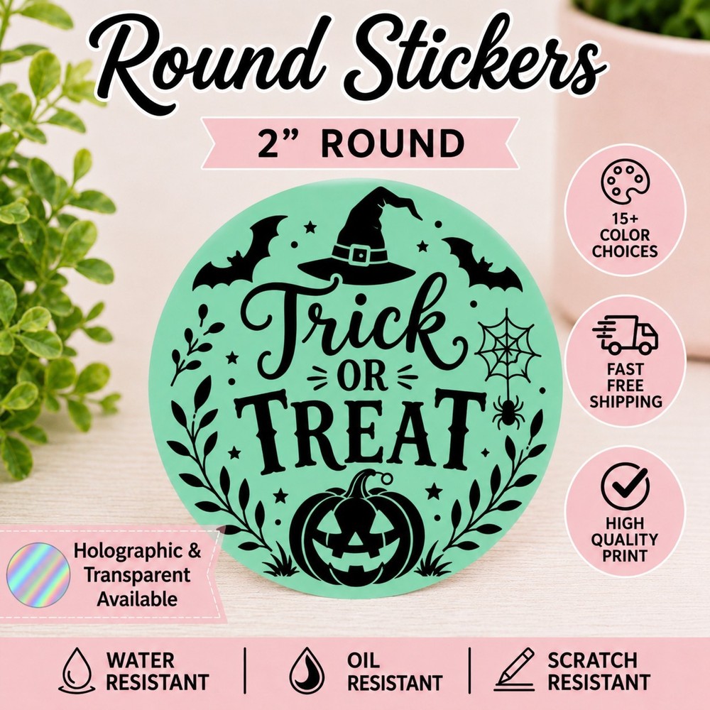 40 HAPPY HALLOWEEN STICKERS 2″ LABELS THANK YOU CANDY PARTY FAVOR TRICK OR TREAT
