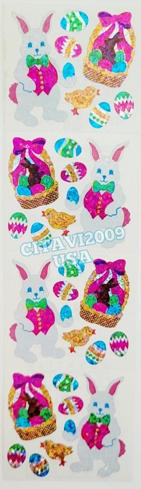 JILLSON & ROBERTS HAMBLY GLITTER STICKERS EASTER BUNNY EASTER EGG BASKET CHICKS.