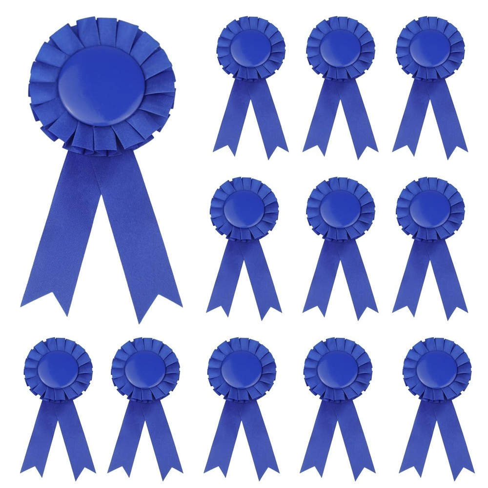 Blank Award Ribbon 12 Pieces Blue 1st 2nd 3rd Place Rosette for Competition