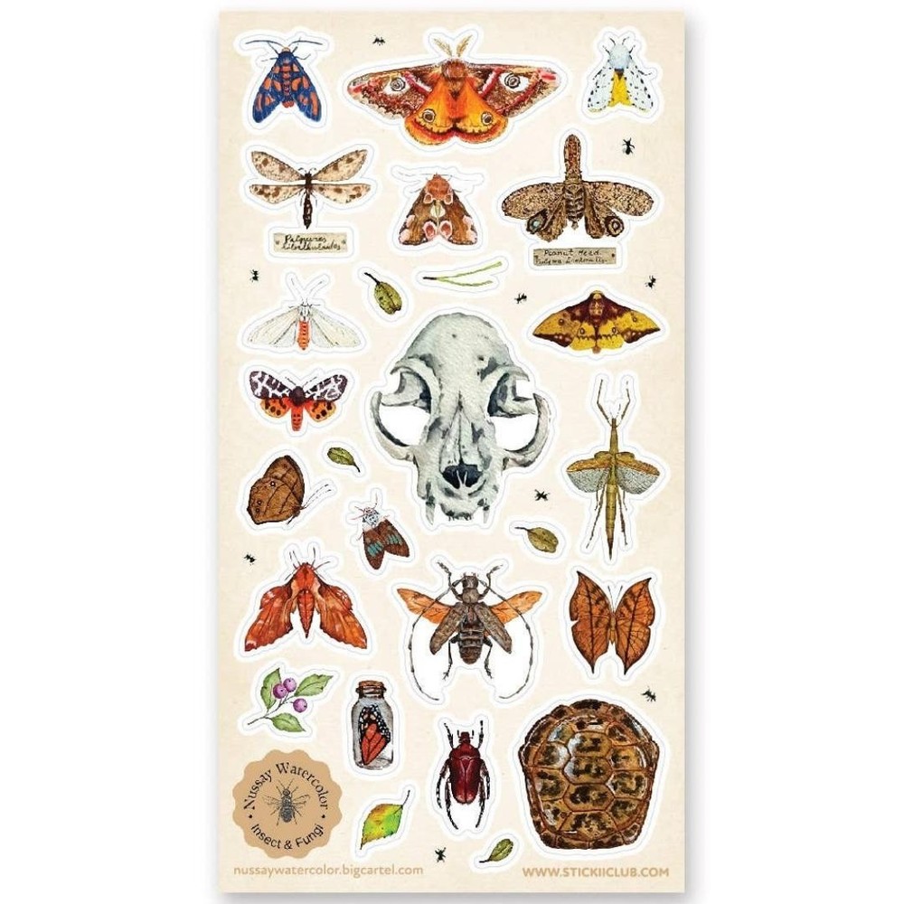 Nature Study Stickers – Animal Skull, Moths, & Insects Sticker Sheet