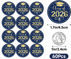 Class of 2026 Graduation Stickers – 60 Self-Adhesive Cap Seal Labels