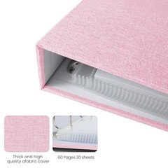 12×12 Scrapbook Album 3 Ring Binder Linen Cover Pink 60 Page Photo Portfolio
