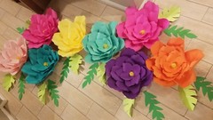7 Handmade TROPICAL style ONLY paper flowers by ELLE..ALL LARGE FLOWERS SPECIAL