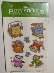 Vintage 80s Shirt Tales Fuzzy Flocked Stickers Hallmark TV Cartoons Scrapbook