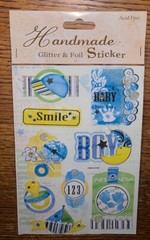 Special Moments Handmade Baby Boy Glitter Foil Scrapbook Stickers Smile Boat Hat
