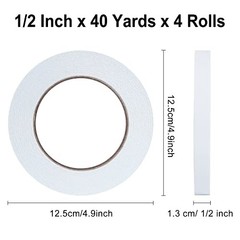LELADY Double Sided Tape 4 Rolls 1/2 Inch x 40 Yards Adhesive Craft Office Tape
