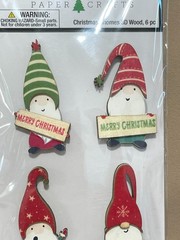 2 Christmas Paper Crafts Merry Christmas Gnomes 3D Wood Stickers Santa is Here