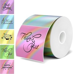 Waterproof Holographic Thermal Labels 2 Inch Square 200 Pcs with Glitter Finish
