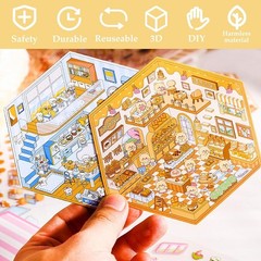 DIY 3D Sticker Scenes for Girls, 6 Sets Make Your Own Mini Room Scene Sticker…