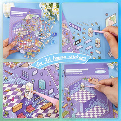 20 Sets DIY 3D Sticker Scene Collection Book DIY 3D House Stickers Make
