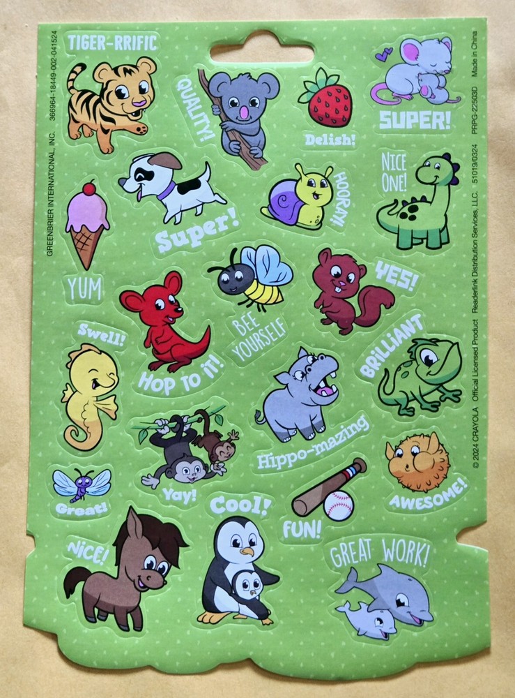 Cute Animals Sticker Sheet